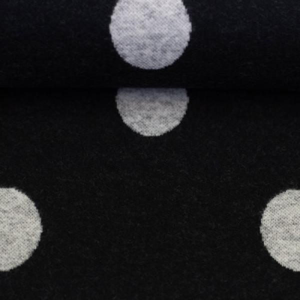 Jacquard-Jersey Ottoman Emily mit grauen Punkten auf Schwarz